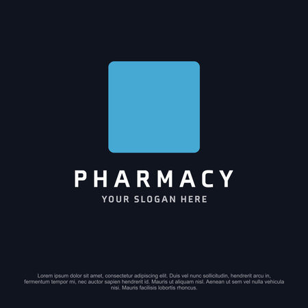 Pharmacy logo design with typography and dark background vectorのイラスト素材