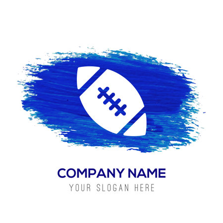 Rugby Ball Icon - Blue watercolor backgroundのイラスト素材