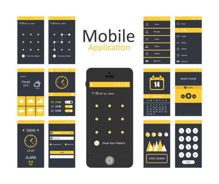 mobile phone mokeup design vectorのイラスト素材