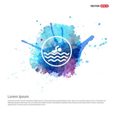 Swimming Icon - Watercolor Backgroundのイラスト素材