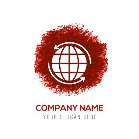 World globe icon - Red WaterColor Circle Splashのイラスト素材