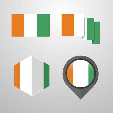Cote d Ivoire / Ivory Coast flag design set vectorのイラスト素材