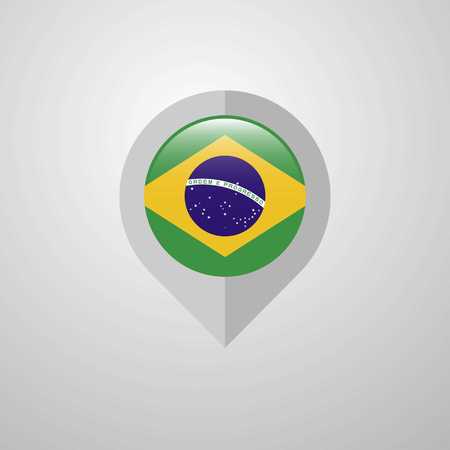 Map Navigation pointer with Brazil flag design vectorのイラスト素材