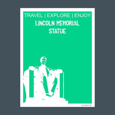 Lincoln Statue  Washington, DC, USA monument landmark brochure Flat style and typography vectorのイラスト素材