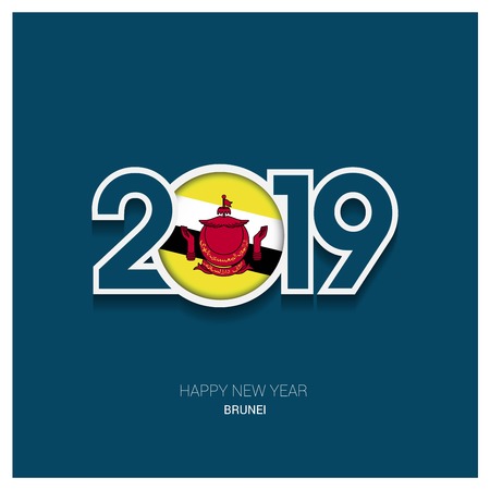 2019 Brunei Typography, Happy New Year Backgroundのイラスト素材
