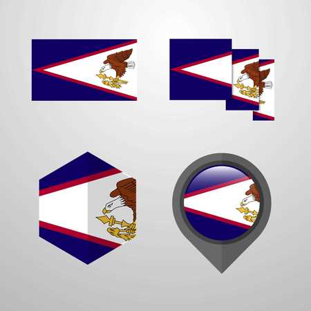 American Samoa flag design set vectorのイラスト素材
