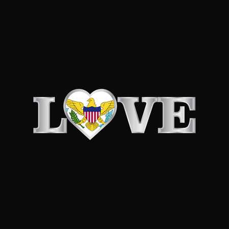 Love typography with Virgin Islands US flag design vectorのイラスト素材