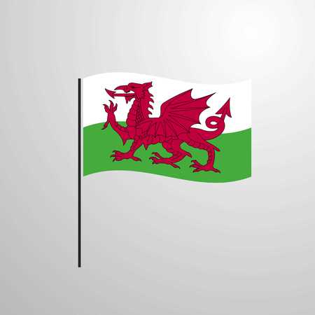 Wales waving Flagのイラスト素材