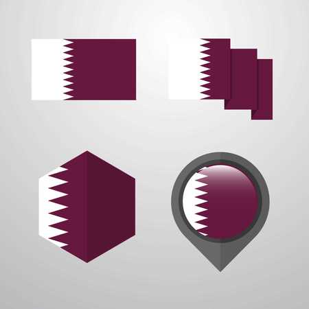 Qatar flag design set vector