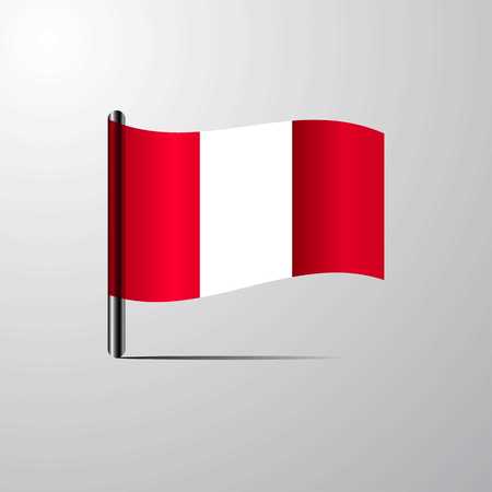 Peru waving Shiny Flag design vectorのイラスト素材