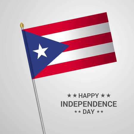 Puerto Rico Independence day typographic design with flag vector