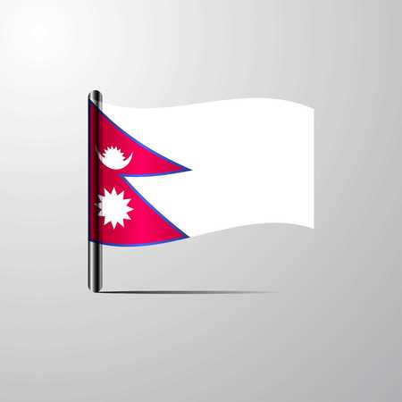 Nepal waving Shiny Flag design vectorのイラスト素材