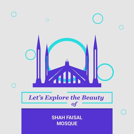 Let's Explore the beauty of Shah Faisal Mosque Islamabad, Pakistan National Landmarksのイラスト素材
