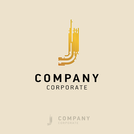 J company logo design with visiting card vectorのイラスト素材