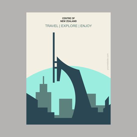 Centre of New Zealand Vintage Style Landmark Poster Templateのイラスト素材
