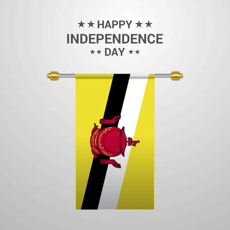Brunei Independence day hanging flag backgroundのイラスト素材