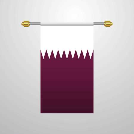 Qatar hanging Flagのイラスト素材