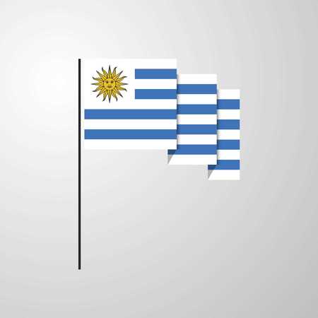 Uruguay waving Flag creative backgroundのイラスト素材