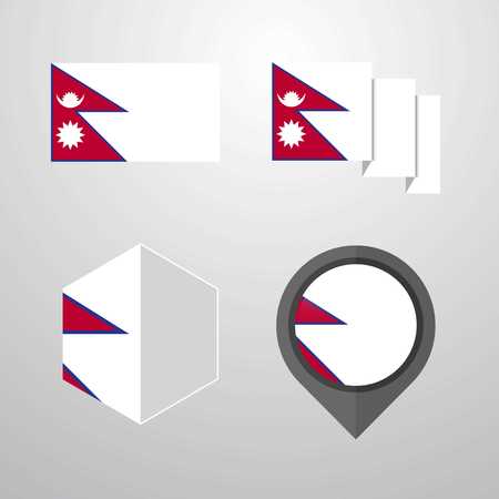 Nepal flag design set vectorのイラスト素材