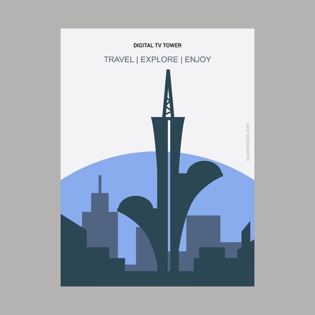 Digital Tv Tower Brasilia, Brazil Vintage Style Landmark Poster Templateのイラスト素材