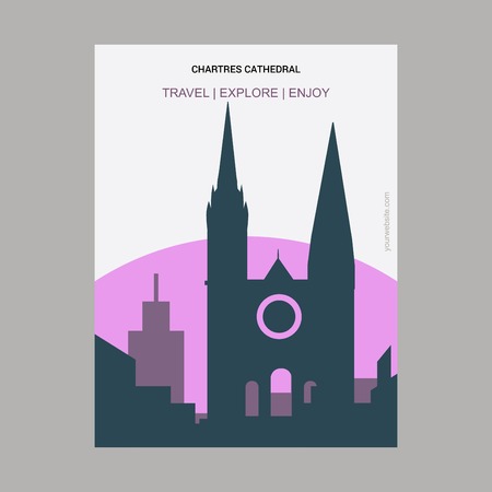 Chartres Cathedral Chartres, France Vintage Style Landmark Poster Templateのイラスト素材