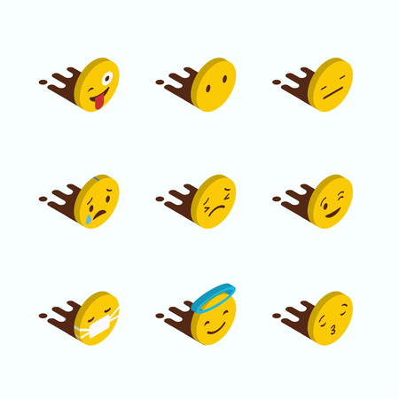 Set of Yellow emojis design vectorのイラスト素材