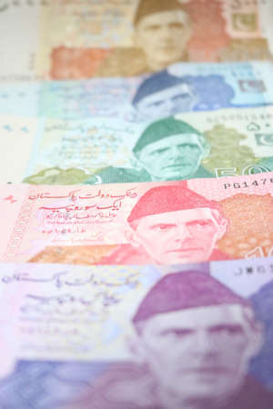 Pakistani currency mix note bundleの写真素材