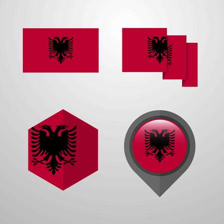 Albania flag design set vectorのイラスト素材