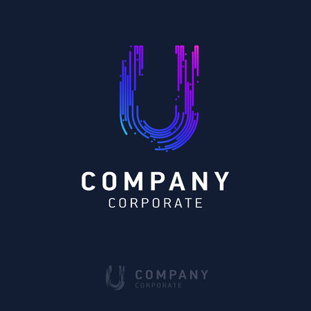U company logo design with visiting card vectorのイラスト素材