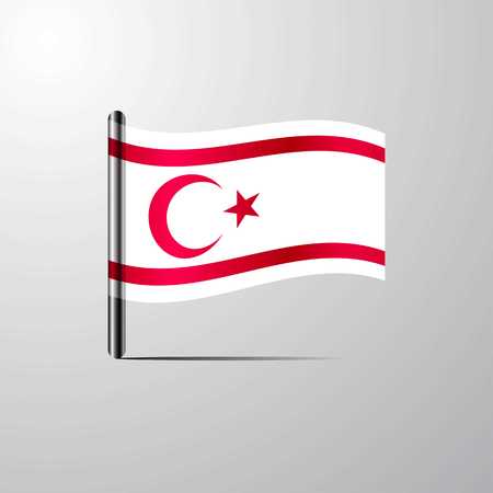 Northern Cyprus waving Shiny Flag design vectorのイラスト素材