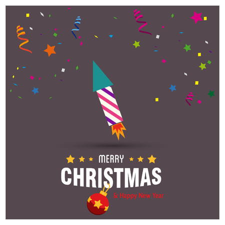 Merry Christmas card design with creative typography and dark background vectorのイラスト素材