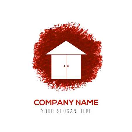 Home or house icon - Red WaterColor Circle Splashのイラスト素材