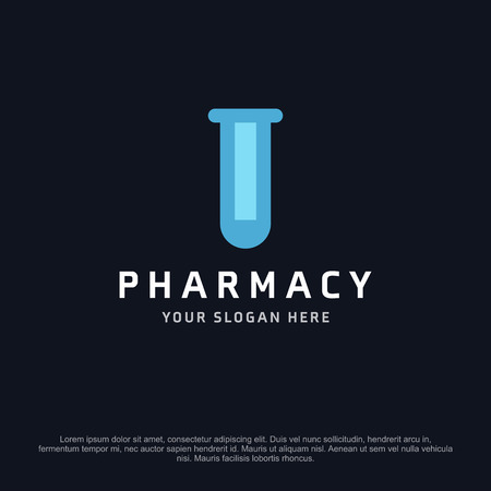 Pharmacy logo design with typography and dark background vectorのイラスト素材