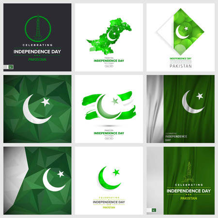 Pakistan independence day design set vectorのイラスト素材