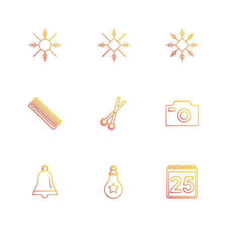 comb , scissor , camera ,bell , celender ,snowflakes , christmas , 25 dec , winters , snow , winters ,のイラスト素材