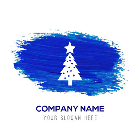 X-Mas Tree Icon - Blue watercolor backgroundのイラスト素材