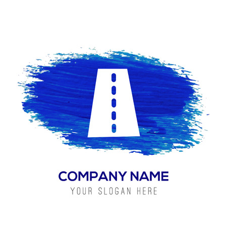 Railroad track icon - Blue watercolor backgroundのイラスト素材