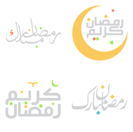 Arabic Greeting Typography Set for Ramadan Kareem Celebrations.のイラスト素材