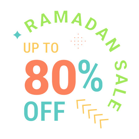 Green Banner with Arabic Calligraphy for Ramadan Sale Save Up to 80%のイラスト素材