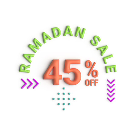Ramadan Up To 45% Off Sale 3d Bannerの写真素材