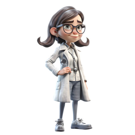 Adorable and Intelligent Doctor Women Engaging and Knowledgeable Characters for Health Education Media White Backgroundの素材