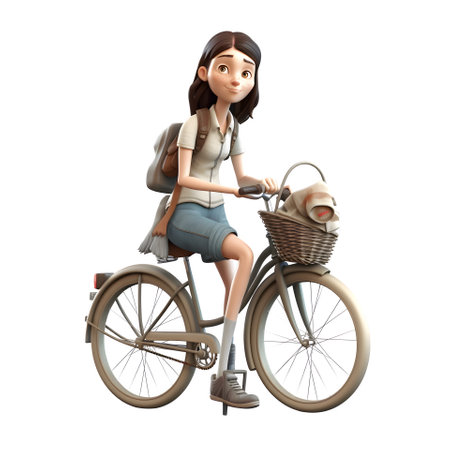 Cute Cyclist Women Dynamic and Fit Models for Sports and Fitness Projects White Backgroundの素材