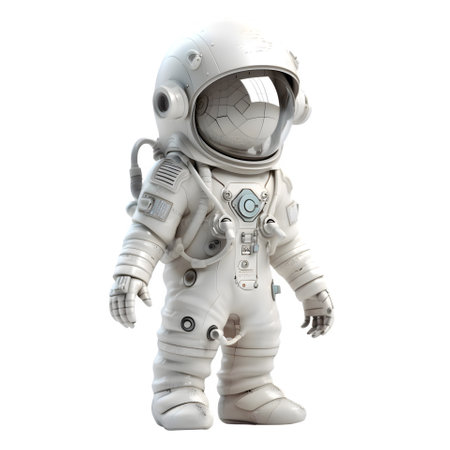 3D Astronaut on White Background with Spacesuit and Helmet White Backgroundの素材