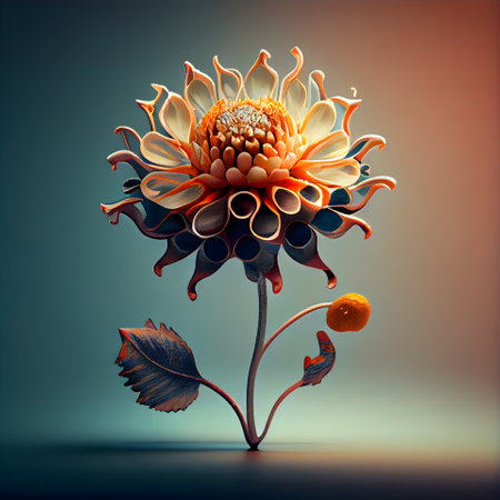 Dahlia flower on a dark background. 3d illustration.の素材