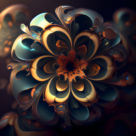 Macro closeup of fractal flower; digital artwork for creative graphic designの素材