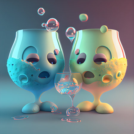 Cup of tea on a wooden table. 3D illustration.の素材