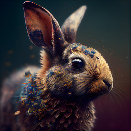 Rabbit in the forest. Digital painting. 3d rendering.の素材