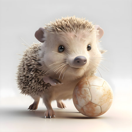 Cute cartoon polar bear with a soccer ball - 3D renderの素材