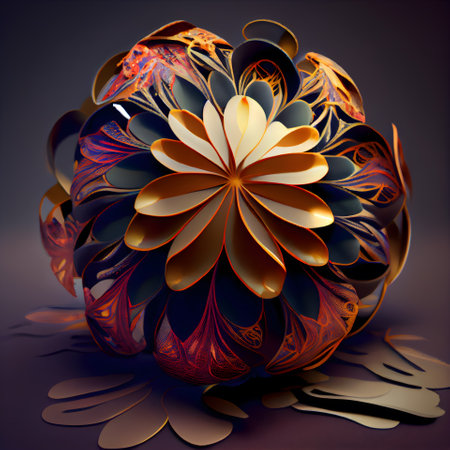 3d illustration of abstract flower composition; digital artwork for creative graphic designの素材