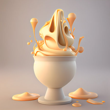 3d rendering of ice cream in a vase with splash.の素材